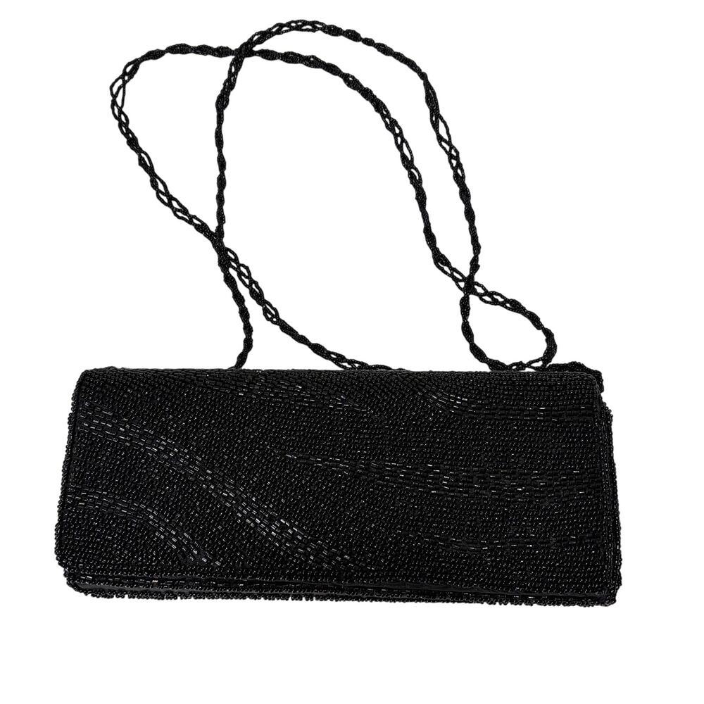 Bijoux Terner NWT Black Beaded Evening Crossbody Clutch Bag Formal Party Purse